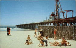 Sunbathers and Pier Pismo Beach, CA Postcard Postcard