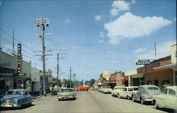 Street Scene in Shopping Area Postcard