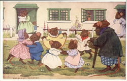 "The Hurdy Gurdy" by Margaret Tempest Dressed Animals Postcard Postcard