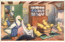 Duckling's Bath Time Dressed Animals Molly Brett Postcard Postcard