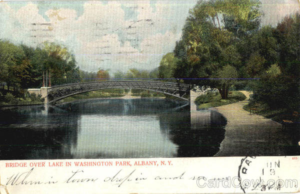 Bridge Over Lake In Washington Park Albany New York