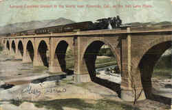 Largest Concrete Viaduct In The World Near Riverside Postcard