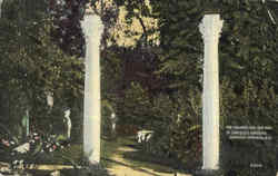 The Columns And Sun Dial, Canfield's Gardens Postcard