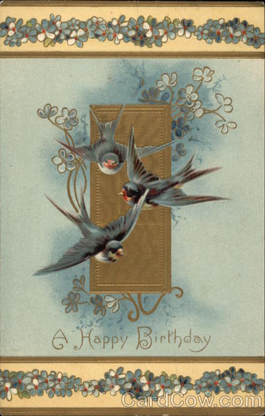 A Happy Birthday, With Birds and Flowers