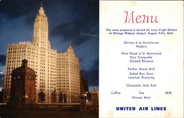United Air Lines Menu Advertising