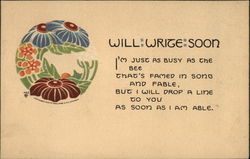 Will Write Soon Postcard