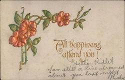 All Happiness Attend You! Greetings Postcard Postcard