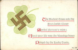 Clover with Ancient Cross Swastikas Postcard Postcard