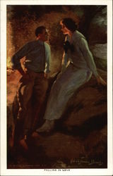 Falling in Love; Man and Woman Stare at Each Other Postcard