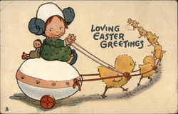 Loving Easter Greetings With Chicks Postcard Postcard