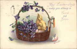 May Easter Joys make you strong in Faith and Hope With Chicks Postcard Postcard