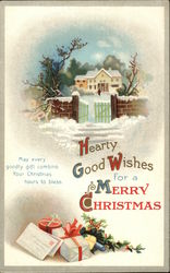 Hearty Good Wishes For a Merry Christmas Postcard