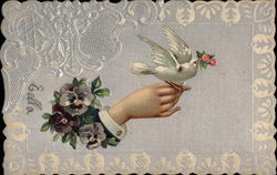 Pansy's, Hand and Dove Postcard