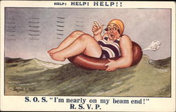 Help! Help! Help! S.O.S. "I'm Nearly on my Beam End!" R.S.V.P Postcard