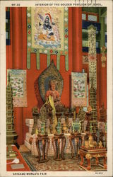 Interior of the Golden Pavilion of Jehol 1933 Chicago World Fair Postcard Postcard