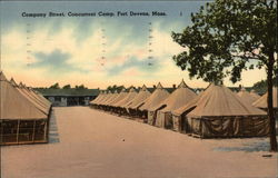 Company Street, Concurrent Camp, Fort Devens, Mass Postcard