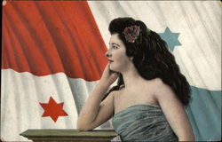 Woman Posing In Front of Panama Flag Postcard Postcard
