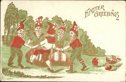 Easter Greetings, Dancing Gnomes Postcard