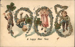 A Happy New Year - 1908 Postcard