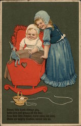 Two Children and Cradle Postcard
