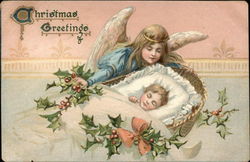 Christmas Greetings Angels Postcard Postcard