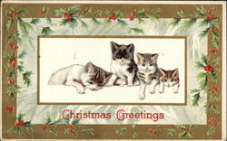 Christmas Greetings With Cats Postcard Postcard