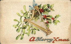 A Merry Xmas Harp Postcard