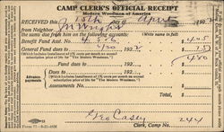 Camp Clerk's Official Receipt - Modern Woodmen Postcard