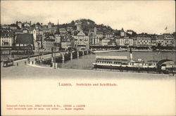 Seebrucke and Schifflande Luzern, Switzerland Postcard Postcard