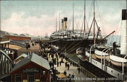 Atlantic Liner at the Landing Stage Liverpool Boats, Ships Postcard Postcard