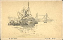 The Tower Bridge Boats, Ships Postcard Postcard