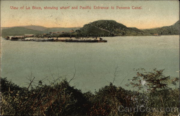 Wharf and Pacific Entrance to Panama Canal La Boca