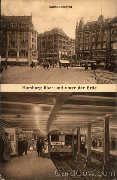Rathausmarket and Subway Hamburg Germany