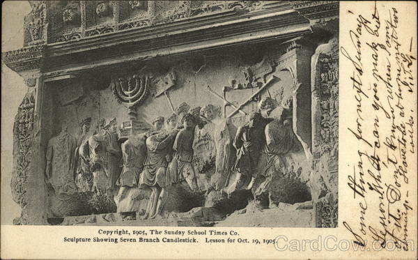 Sculpture showing Seven Branch Candlestick Religious