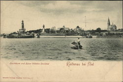 Lighthouse and Kaiser Wilhelm Memorial Postcard