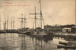 Ships in Harbor Falkenberg, Sweden Postcard Postcard