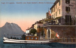 Lago di Lugano. Gandria con Hotel Seehof e Monte S. Salvatore Switzerland Postcard Postcard