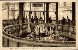 Source de la Grande Grille, température 41°, débit 3.000 litres à l'heure Postcard