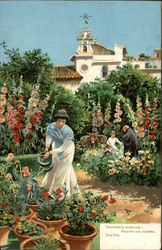 Costumbres Andaluzas - Regando sus Claveles Postcard