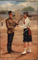 Argyll & Sutherland Highlanders - Drill Instruction Military Postcard Postcard