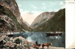 View across the Fjord Sogn, Norway Postcard Postcard