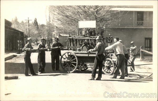Men on Street with Old Fire Engine, Columbia State Park California