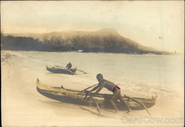 Outrigger Canoes and Diamondhead Honolulu Hawaii