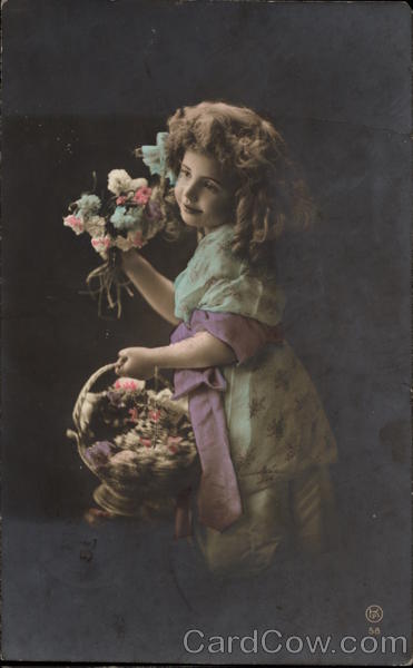 Portrait of Young Girl ith Flowers Girls