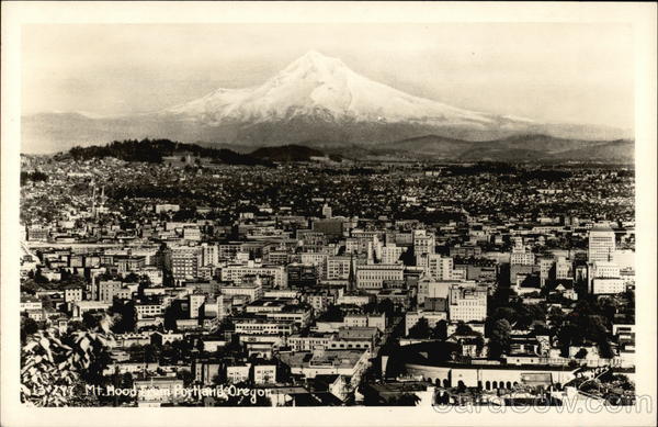 View of Mt. Hood & City Portland Oregon