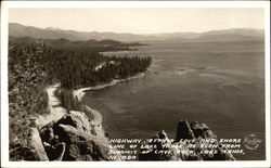 Highway, Zephyr Cove and Shore Line of Lake as Seen From Summit of Cave Rock Highway, Zephyr Cove and Shore Line of Lake as Seen From Summit of Cave Rock