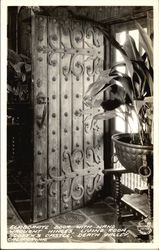 Elaborate Door with Hand Wrought Hinges, Living Room, Scotty's Castle Postcard