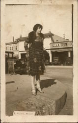 Woman on Street Corner Postcard