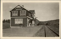 Railway Station Building & Tracks Postcard
