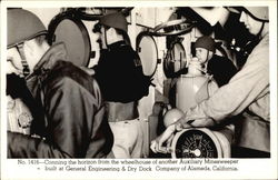 Conning the horizon from the wheelhouse of another Auxiliary Minesweeper Postcard